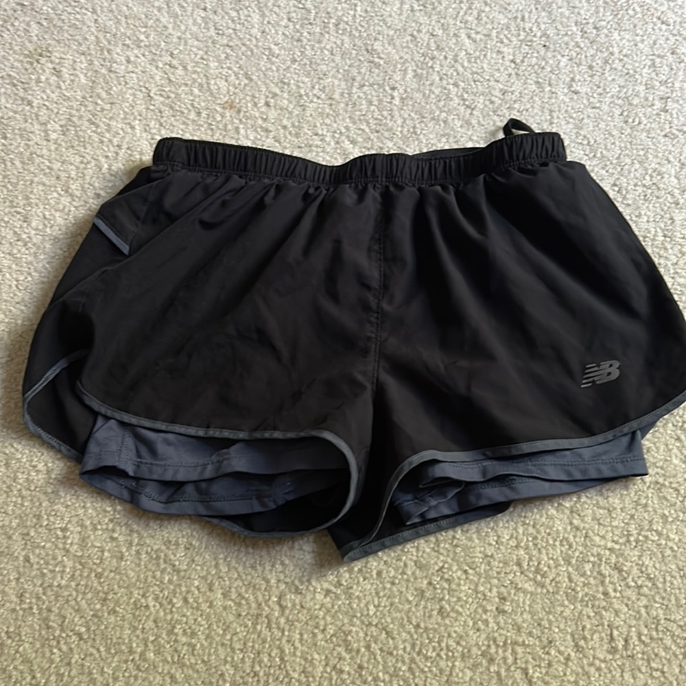 New Balance Black and Gray Running Shorts